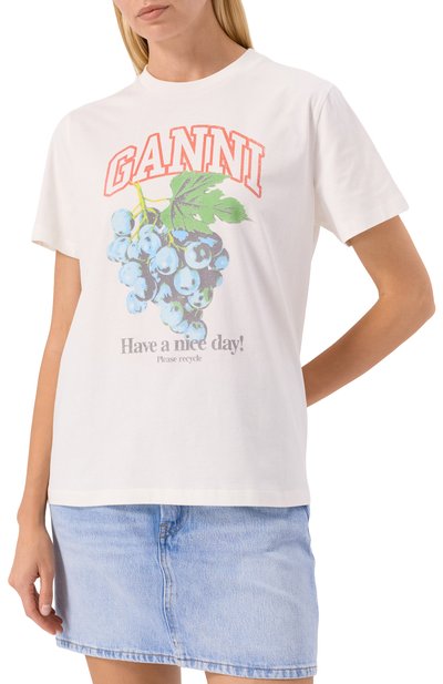 Хлопковая футболка GANNI, арт. T4230, фото 3