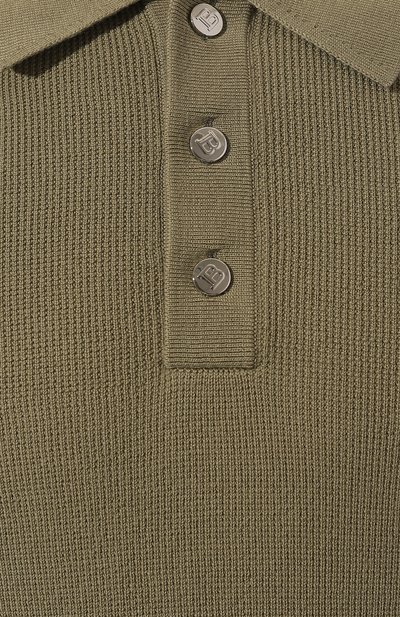 Шерстяное поло BALMAIN хаки цвета по цене 94150 руб., арт. DH1GB066/KE93, фото 5 Шерстяное поло BALMAIN, арт. DH1GB066/KE93, фото 5
