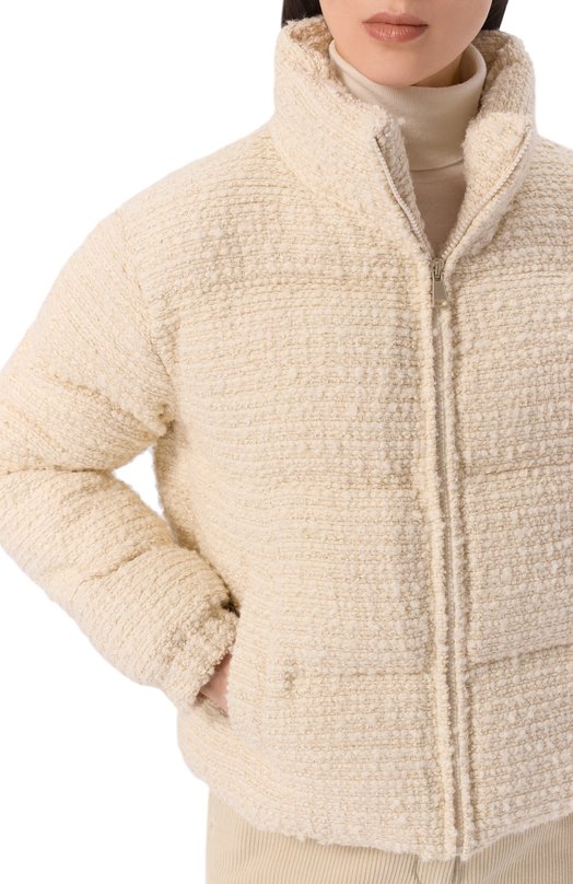 Твидовый пуховик MC2 Saint Barth MDY0002-00231I/MADDY TWEED Кремовый  MDY0002-00231I/MADDY TWEED Фото 5