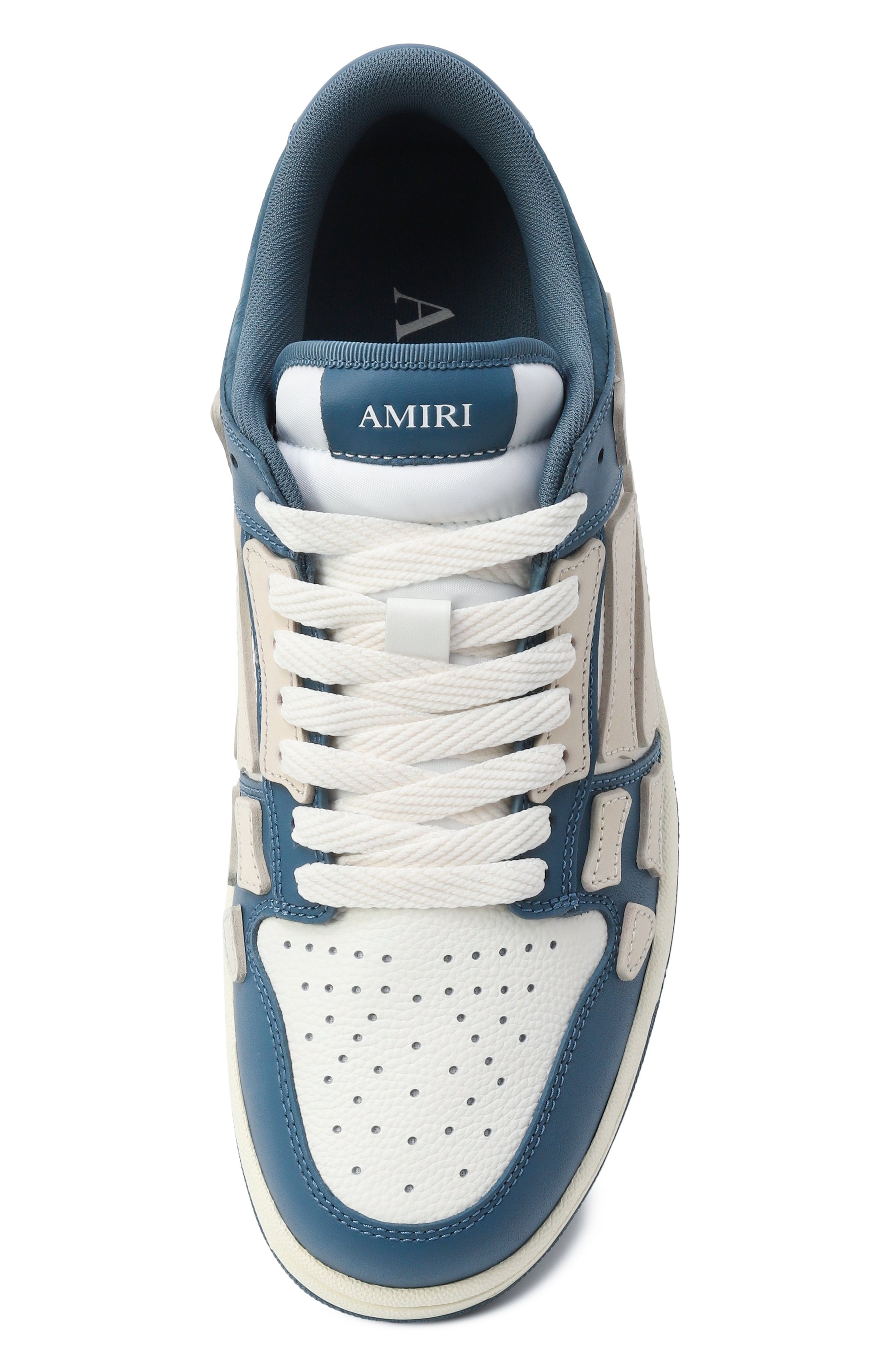 Кожаные кеды debossed ma quad skel AMIRI синего цвета по цене 65450 руб., арт. AMF0SR1115, фото 6 Кожаные кеды debossed ma quad skel AMIRI, арт. AMF0SR1115, фото 6