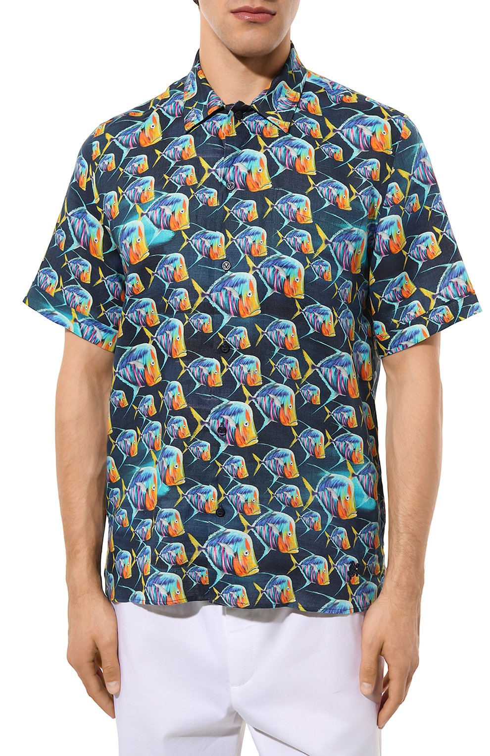 Льняная рубашка VILEBREQUIN темно-синего цвета по цене 34250 руб., арт. HARU3U17/390, фото 3 Льняная рубашка VILEBREQUIN, арт. HARU3U17/390, фото 3