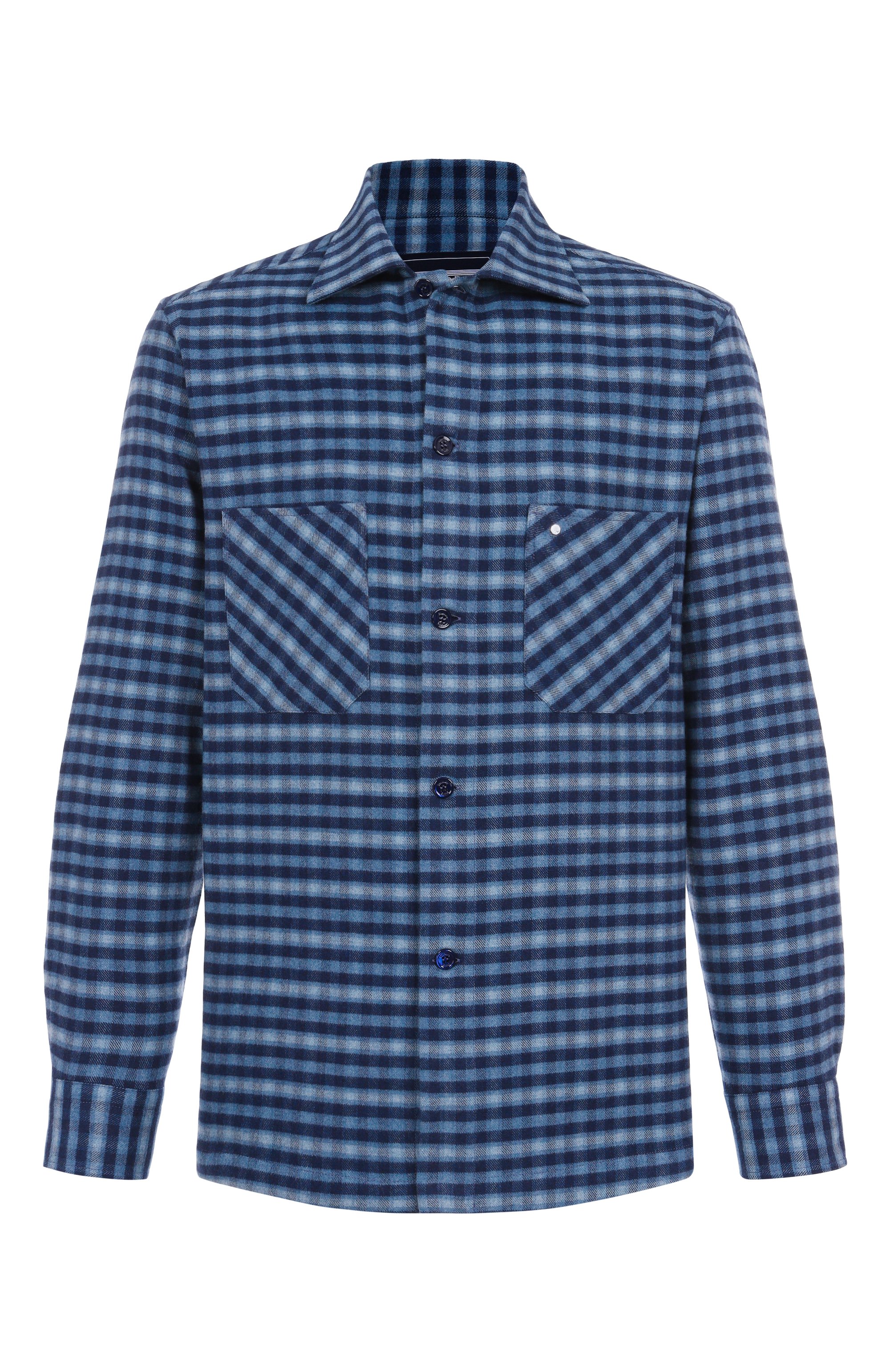 Хлопковая рубашка STEFANO RICCI синего цвета по цене 95550 руб., арт. SP007097/BN3035, фото 1 Хлопковая рубашка STEFANO RICCI, арт. SP007097/BN3035, фото 1