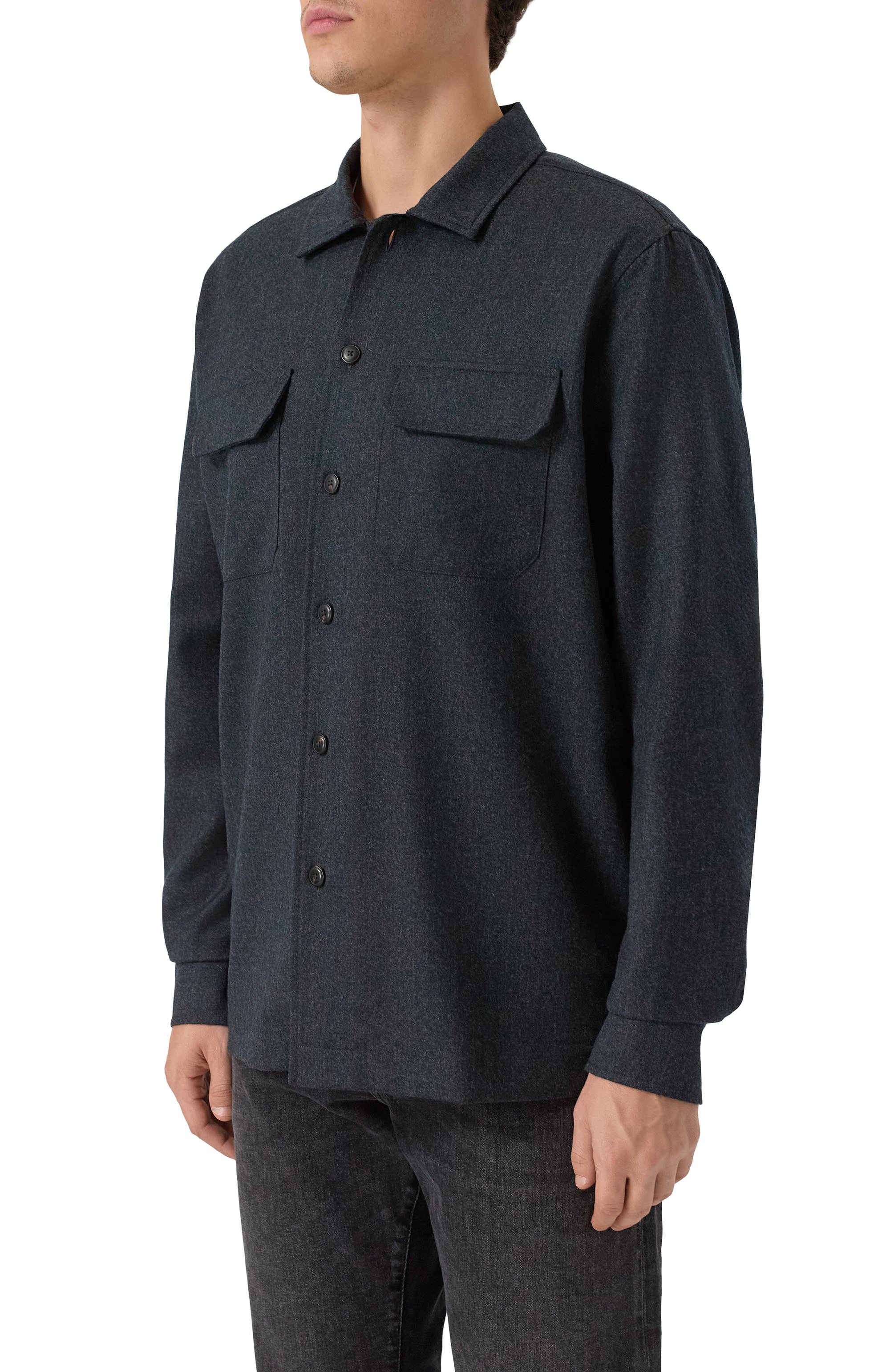Шерстяная рубашка CAPOBIANCO темно-серого цвета по цене 67550 руб., арт. 19M501.FL00., фото 3 Шерстяная рубашка CAPOBIANCO, арт. 19M501.FL00., фото 3