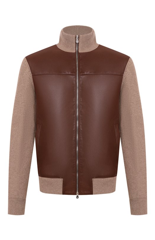 Комбинированный кардиган Brunello Cucinelli MPWIN2059 Коричневый MPWIN2059