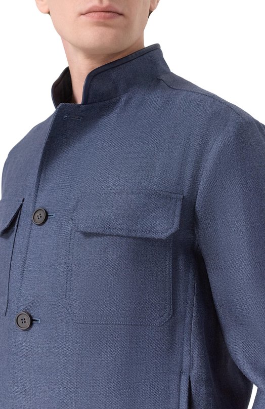 Бомбер из шелка и шерсти Stefano Ricci M7J6100110/KL003U_001 Синий  M7J6100110/KL003U_001 Фото 5