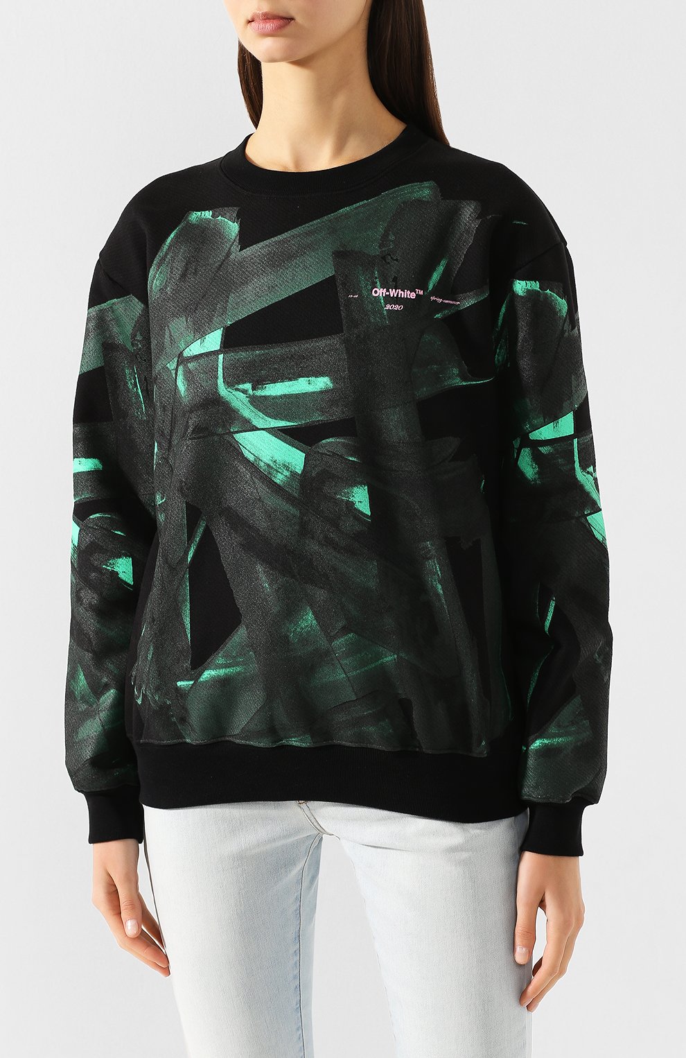 Хлопковый свитшот OFF-WHITE зеленого цвета по цене 56650 руб., арт. 0WBA046R20F301271040, фото 3 Хлопковый свитшот OFF-WHITE, арт. 0WBA046R20F301271040, фото 3