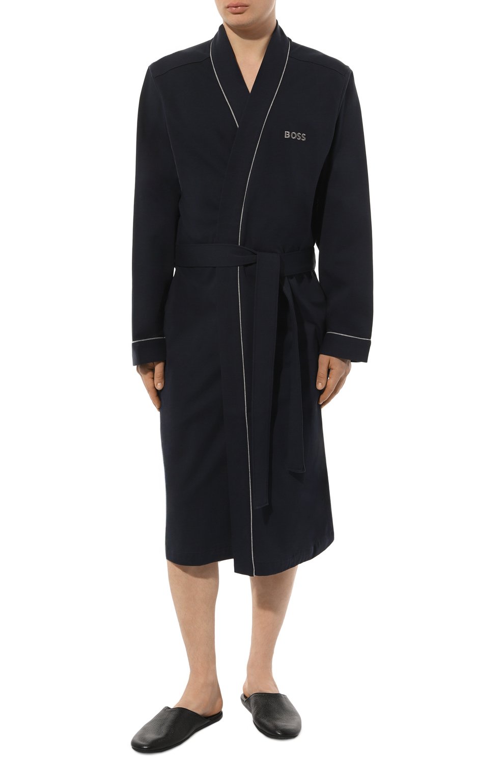 Хлопковый халат BOSS темно-синего цвета по цене 17950 руб., арт. 50469624, фото 2 Хлопковый халат BOSS, арт. 50469624, фото 2