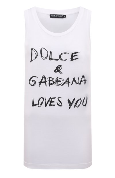 Хлопковая майка DOLCE & GABBANA белого цвета по цене 45400 руб., арт. F8K88T/G7XAV, фото 1 Хлопковая майка DOLCE & GABBANA, арт. F8K88T/G7XAV, фото 1