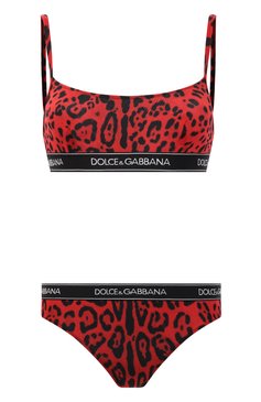 Женский раздельный купальник DOLCE & GABBANA красного цвета, арт. 08A91J/FSGYP | Фото 1 (Женское Кросс-КТ: Раздельные купальники; Материал внешний: Синтетический материал)