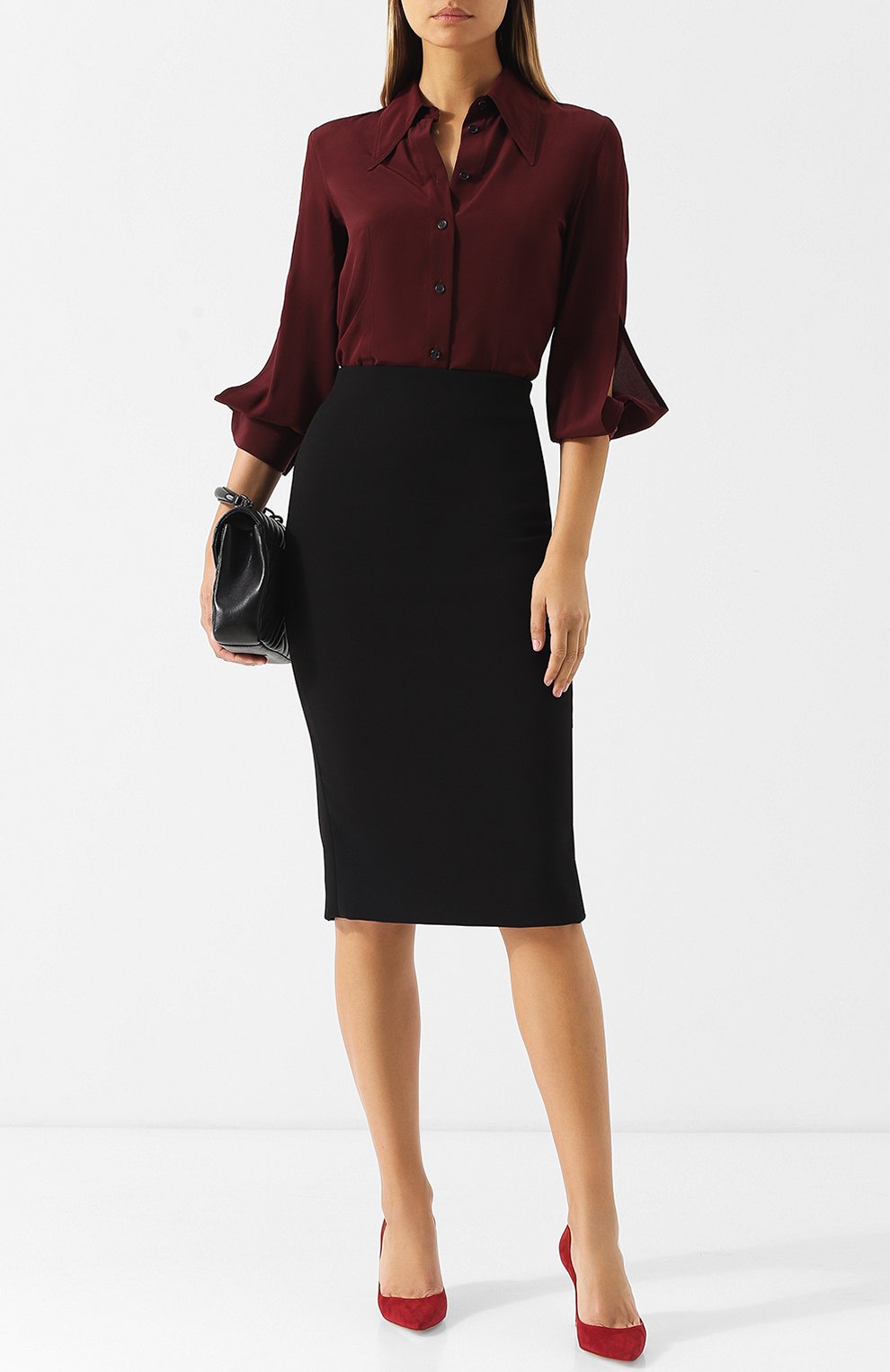 Однотонная юбка-карандаш на молнии VICTORIA BECKHAM, арт. SK PEN 3523B PAW18 B0NDED CREPE, фото 2