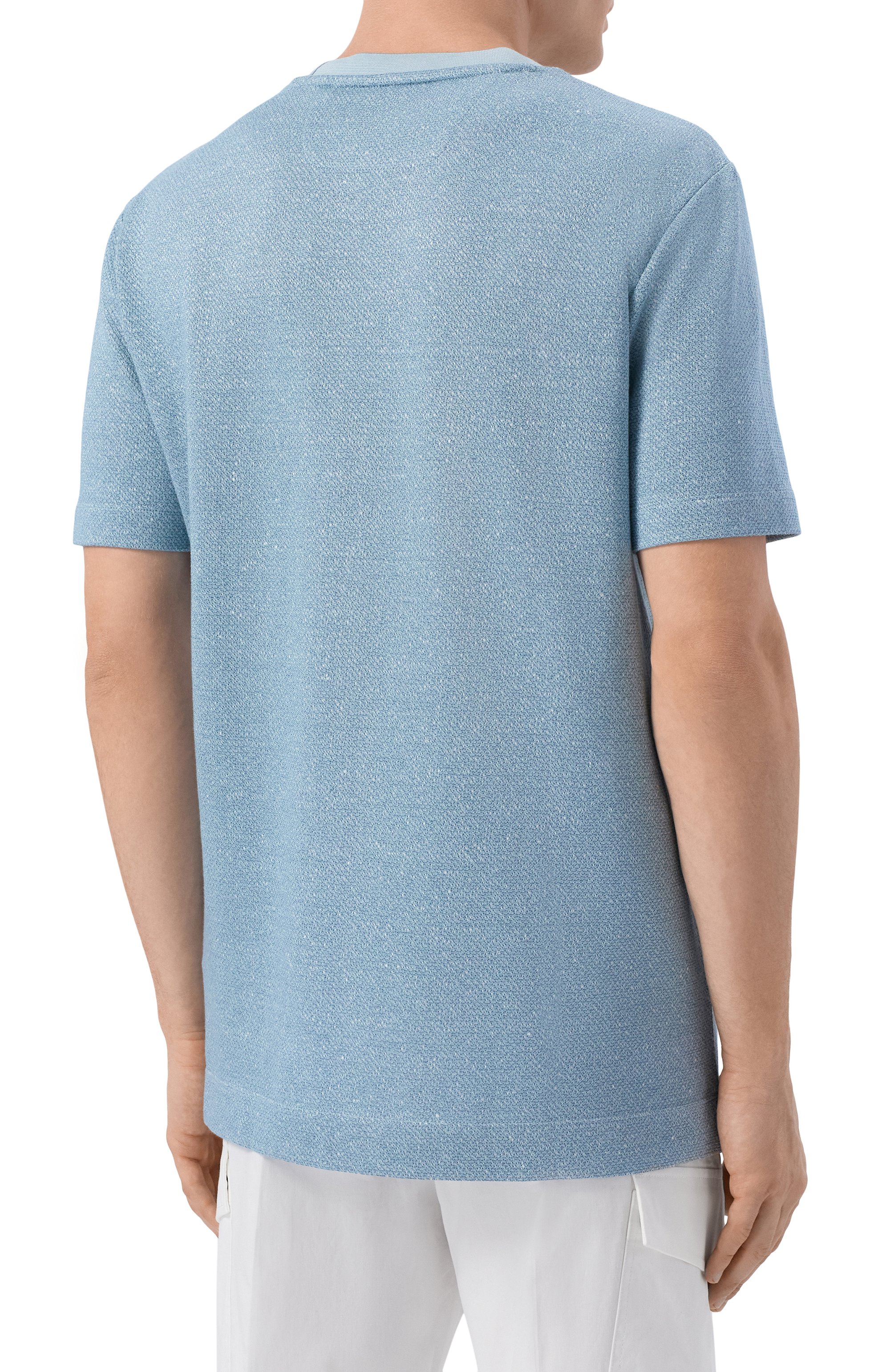 Футболка из хлопка и льна BOSS CAMEL голубого цвета по цене 41950 руб., арт. 50560028, фото 4 Футболка из хлопка и льна BOSS CAMEL, арт. 50560028, фото 4