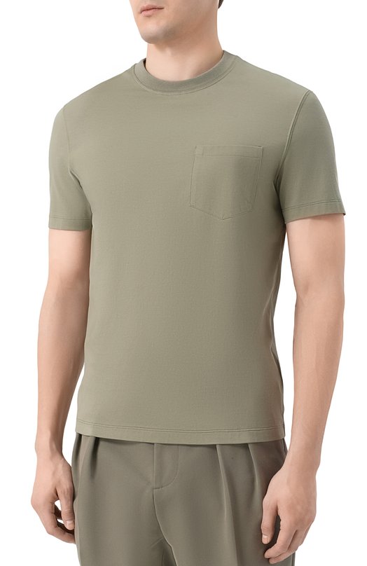 Хлопковая футболка Brunello Cucinelli M0B131376 Хаки  M0B131376 Фото 3