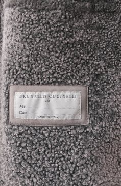 Мужская дубленка из овчины BRUNELLO CUCINELLI светло-серого цвета, арт. MPMLV1952 | Фото 7 (Длина (верхняя одежда): Короткие; Стили: Кэжуэл; Мужское Кросс-КТ: Верхняя одежда; Материал внешний: Натуральный мех; Рукава: Длинные)