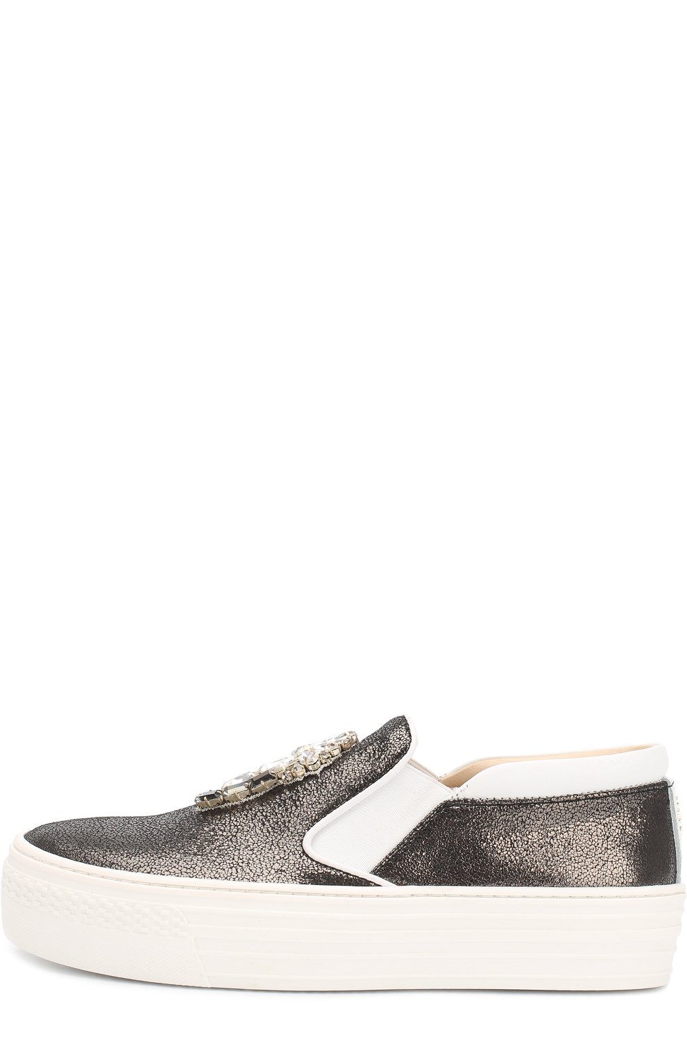 Кожаные слипоны с металлизированной отделкой и аппликацией из кристаллов N21, арт. 51422/36-41, фото 2