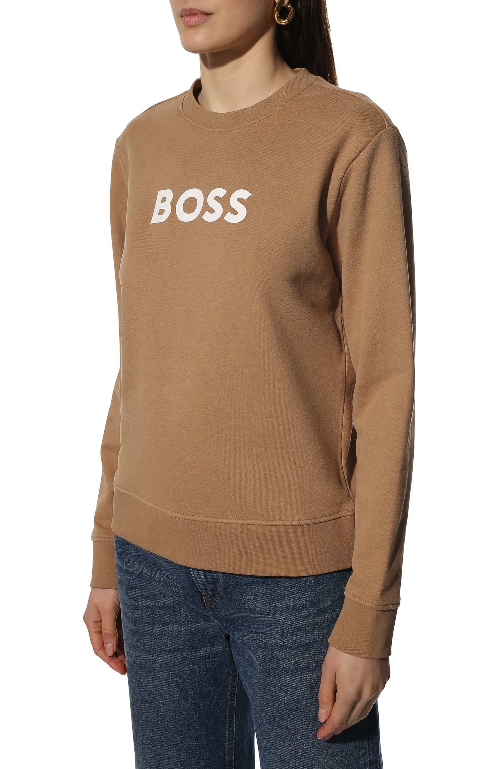 Хлопковый свитшот BOSS бежевого цвета по цене 9780 руб., арт. 50468357, фото 3 Хлопковый свитшот BOSS, арт. 50468357, фото 3
