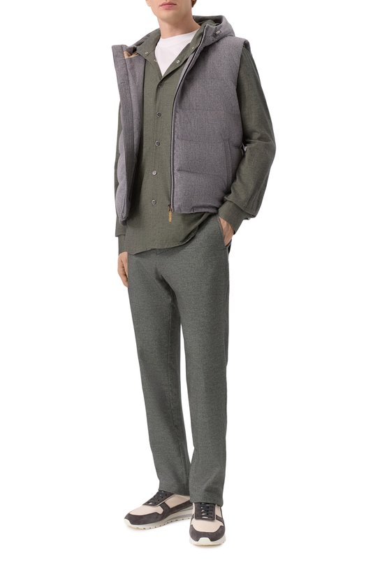 Брюки из хлопка и шерсти Kiton UPLACRK0131H02 Хаки  UPLACRK0131H02 Фото 2