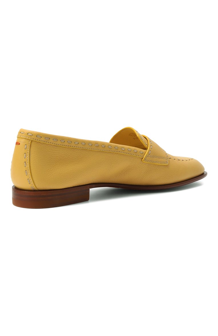Женские кожаные пенни-лоферы SANTONI желтого цвета, арт. WUSG71437HAFSWKA | Фото 5 (Материал внешний: Натуральная кожа; Подошва: Плоская; Каблук высота: Низкий; Материал внутренний: Натуральная кожа)