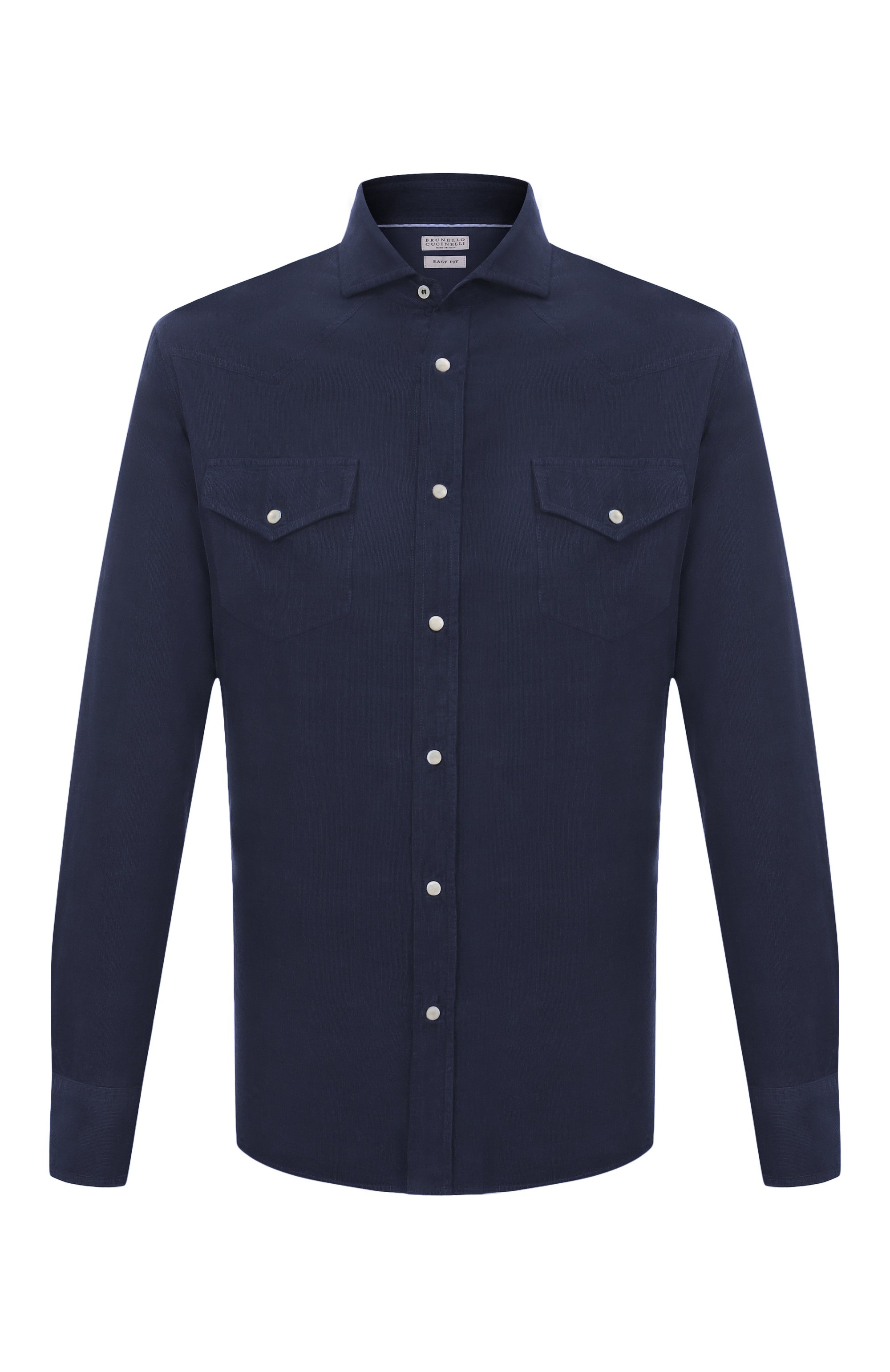 Хлопковая рубашка BRUNELLO CUCINELLI темно-синего цвета по цене 127000 руб., арт. ML6884008, фото 1 Хлопковая рубашка BRUNELLO CUCINELLI, арт. ML6884008, фото 1