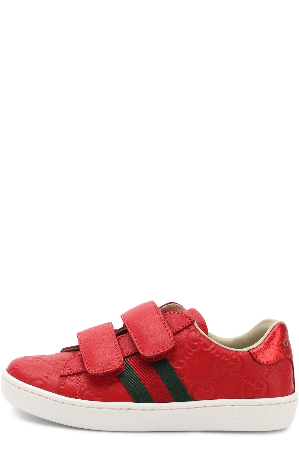 Кожаные кеды с тиснением и застежками велькро GUCCI, арт. 455448/DF720, фото 2