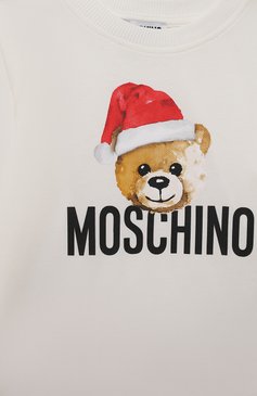 Детская хлопковый лонгслив MOSCHINO белого цвета, арт. HP000K/LBA24/4A-8A | Фото 3 (Материал сплава: Проставлено; Драгоценные камни: Проставлено; Рукава: Длинные; Материал внешний: Хлопок; Мальчики Кросс-КТ: Лонгслив-одежда)