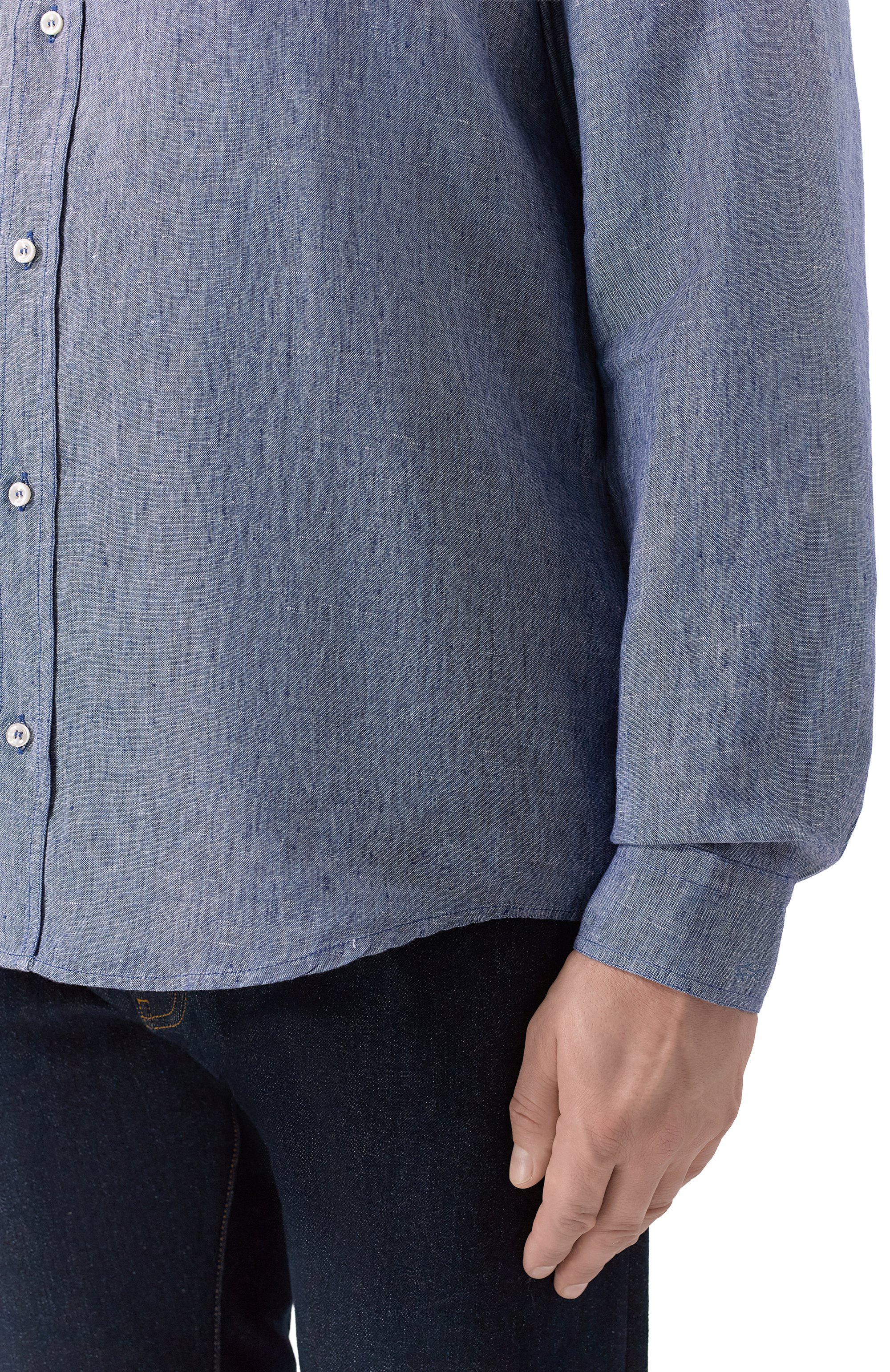 Льняная рубашка PAUL&SHARK синего цвета по цене 56150 руб., арт. 25413252_002, фото 5 Льняная рубашка PAUL&SHARK, арт. 25413252_002, фото 5