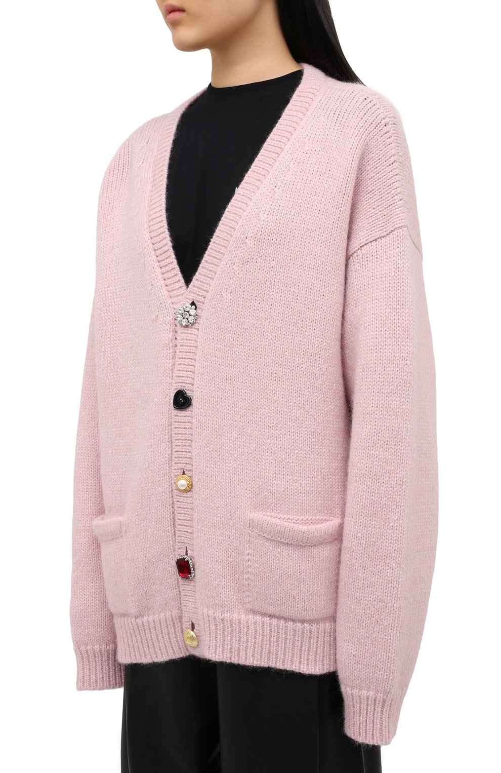 Кардиган VETEMENTS розового цвета по цене 99850 руб., арт. WE51KN500P 1399/BABY PINK, фото 3 Кардиган VETEMENTS, арт. WE51KN500P 1399/BABY PINK, фото 3