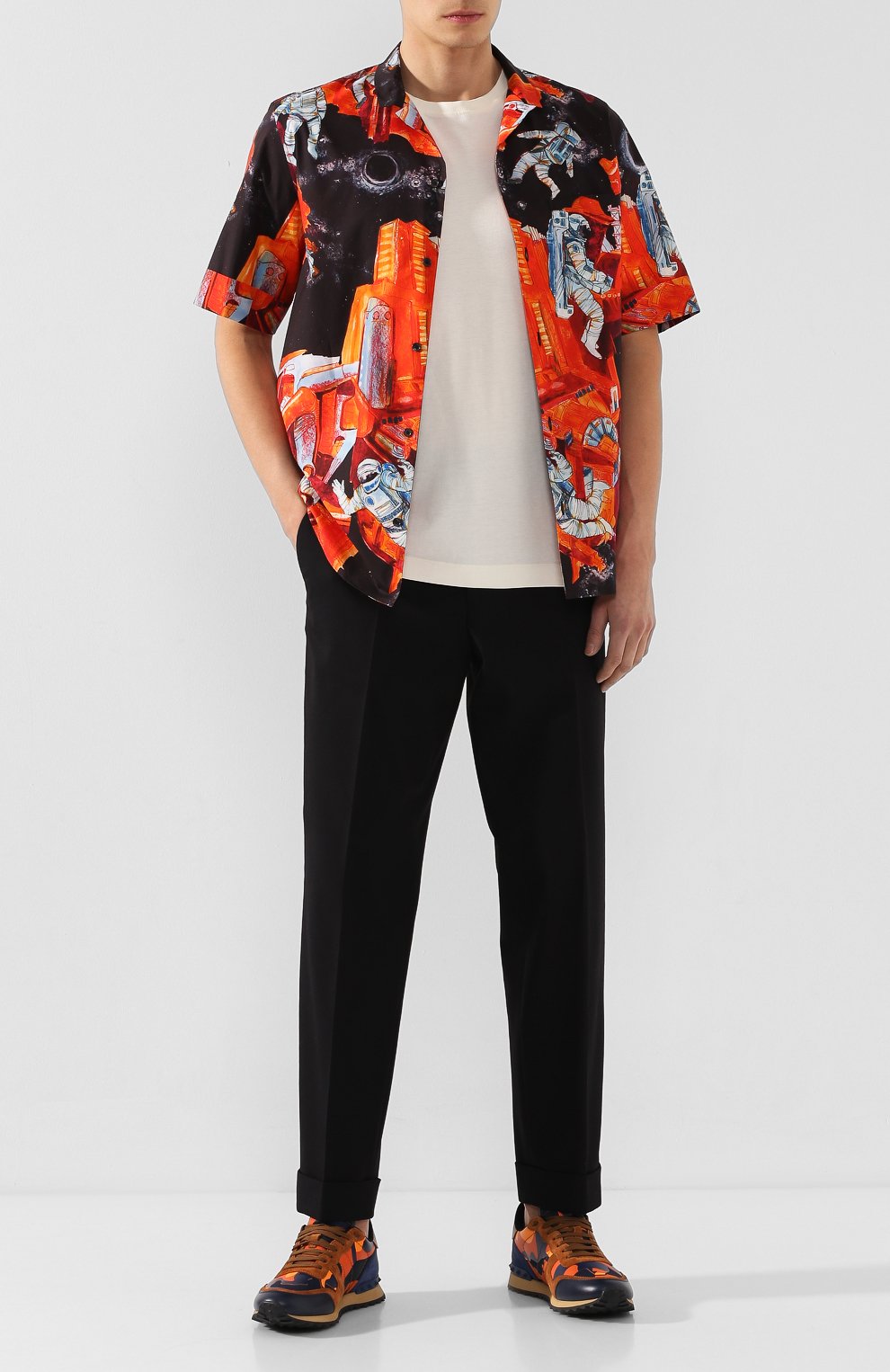 Хлопковая рубашка VALENTINO оранжевого цвета по цене 89950 руб., арт. TV3AA7695TW, фото 2 Хлопковая рубашка VALENTINO, арт. TV3AA7695TW, фото 2