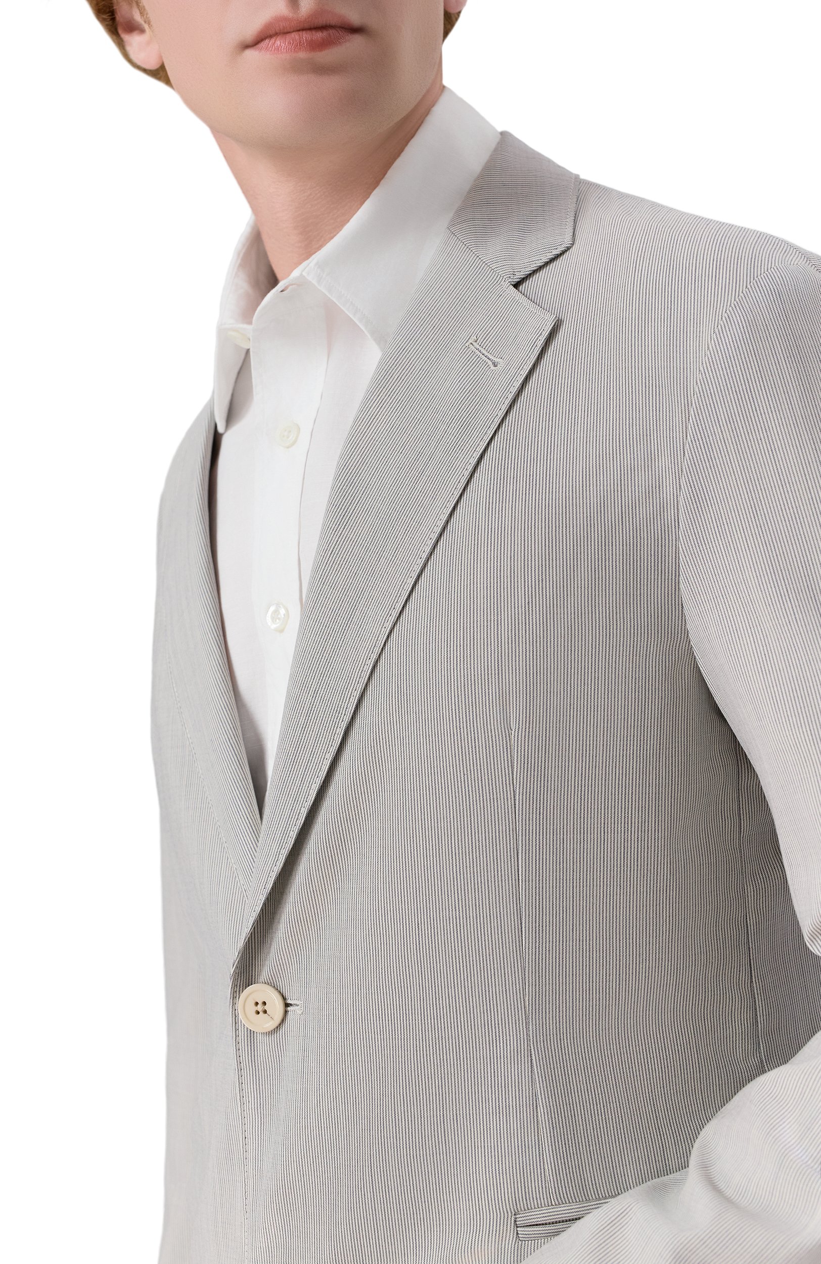 Шерстяной пиджак EMPORIO ARMANI светло-серого цвета по цене 106500 руб., арт. EM000069/TE22612, фото 5 Шерстяной пиджак EMPORIO ARMANI, арт. EM000069/TE22612, фото 5