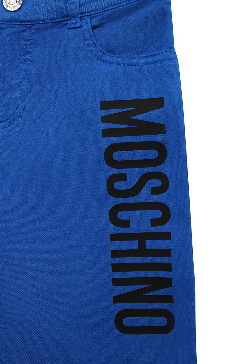 Детские хлопковые шорты MOSCHINO синего цвета, арт. HMQ00S/LRC01/14 | Фото 3 (Материал внешний: Хлопок; Случай: Повседневный; Нос: Не проставлено; Региональные ограничения белый список (Axapta Mercury): Не проставлено)