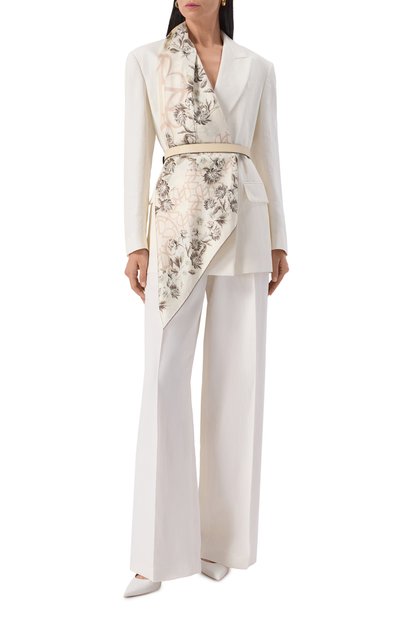 Шелковый платок ELIE SAAB кремового цвета по цене 47350 руб., арт. SE9090SR686, фото 2 Шелковый платок ELIE SAAB, арт. SE9090SR686, фото 2