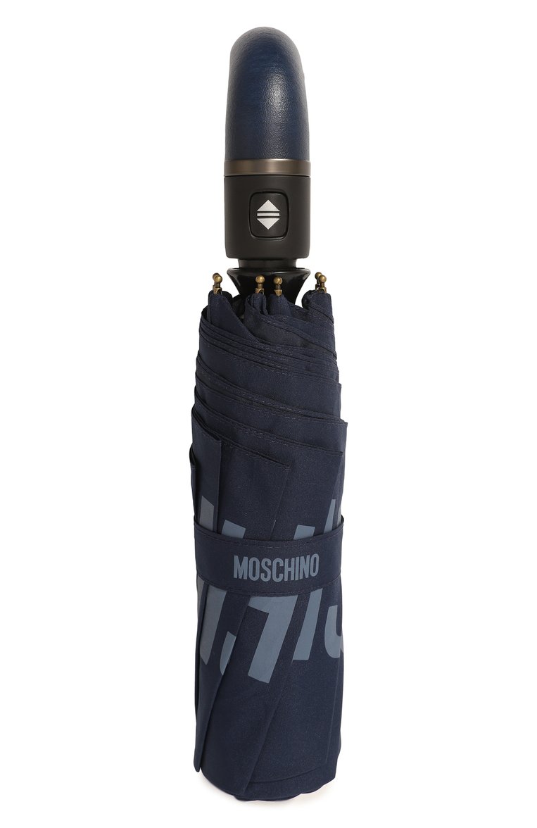 Мужской складной зонт MOSCHINO темно-синего цвета, арт. 8064-0PENCL0SE | Фото 4 (Материал: Текстиль, Синтетический материал, Металл; Материал сплава: Проставле�но; Нос: Не проставлено)