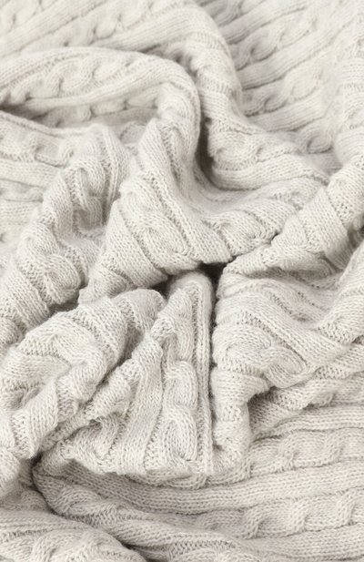 Шерстяной плед WOOL AND COTTON светло-серого цвета по цене 12470 руб., арт. VMLPL-косы, фото 2 Шерстяной плед WOOL AND COTTON, арт. VMLPL-косы, фото 2