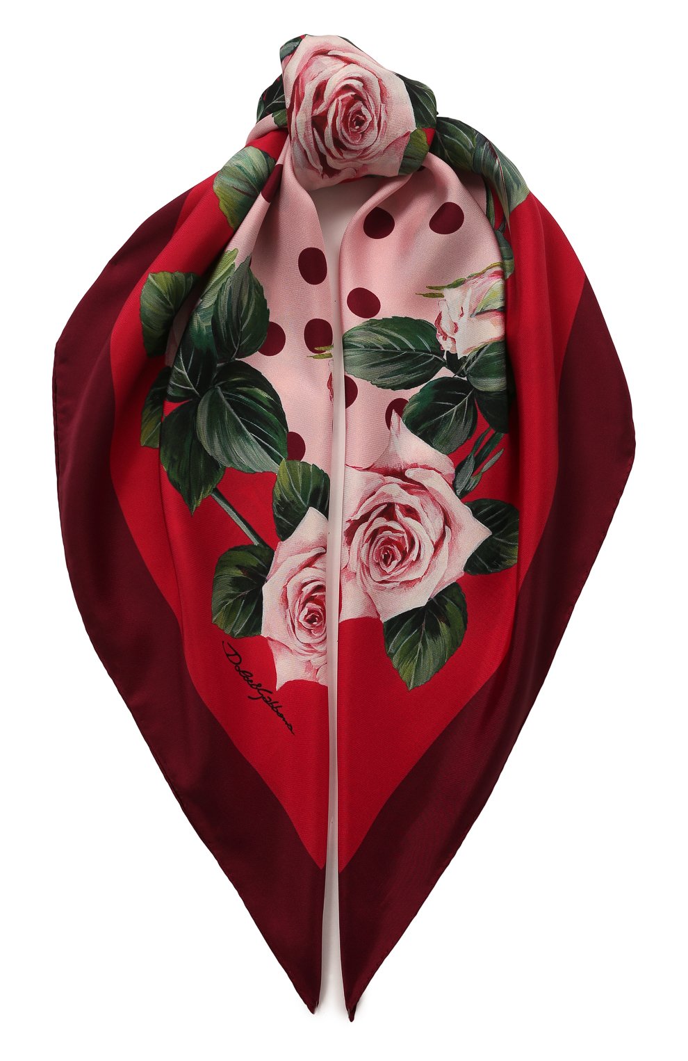 Шелковый платок DOLCE & GABBANA розового цвета по цене 39800 руб., арт. FN090R/GDS16, фото 1 Шелковый платок DOLCE & GABBANA, арт. FN090R/GDS16, фото 1
