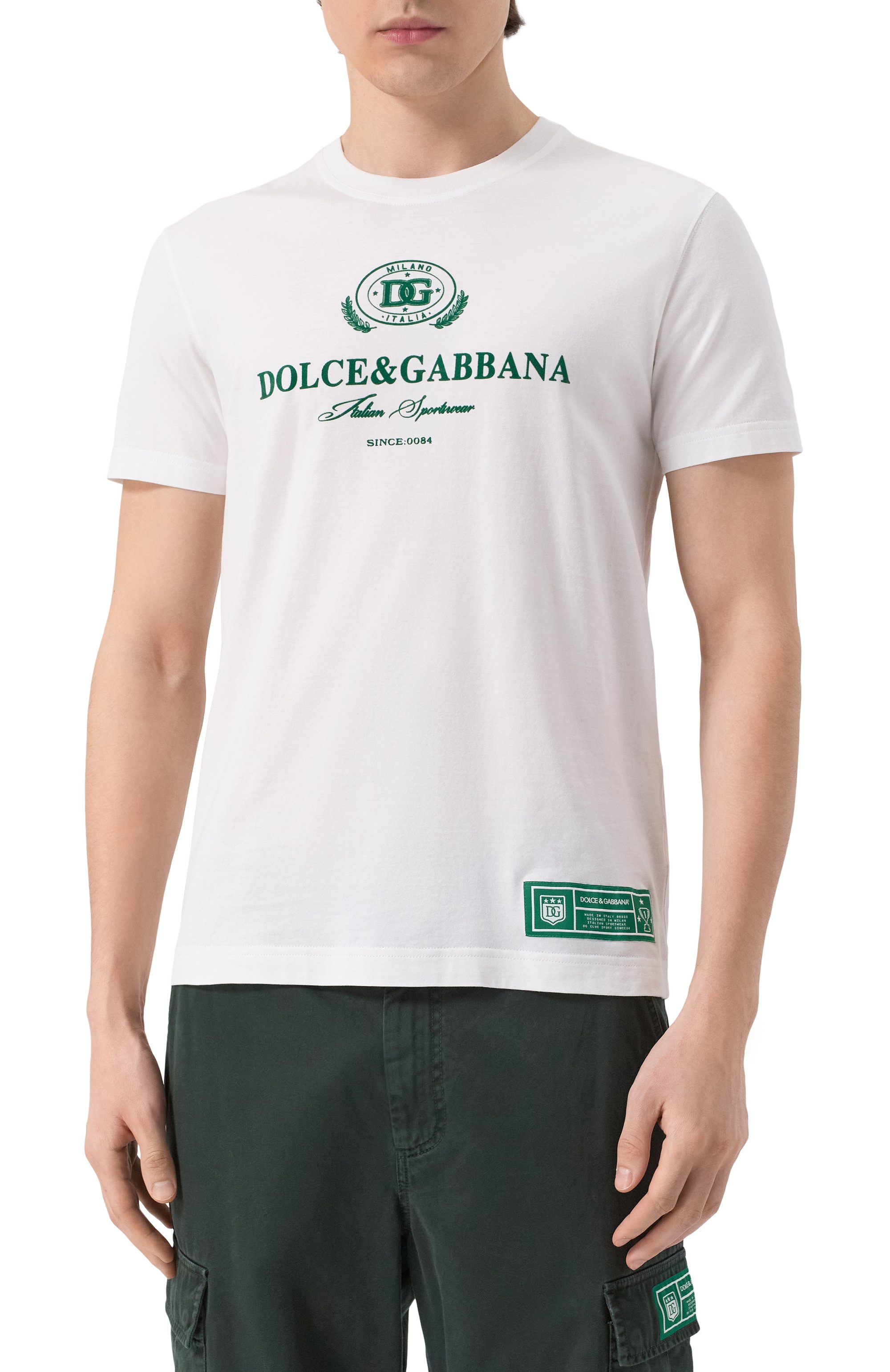 Хлопковая футболка DOLCE & GABBANA белого цвета по цене 61550 руб., арт. G8RN8T/G7NUC, фото 3 Хлопковая футболка DOLCE & GABBANA, арт. G8RN8T/G7NUC, фото 3