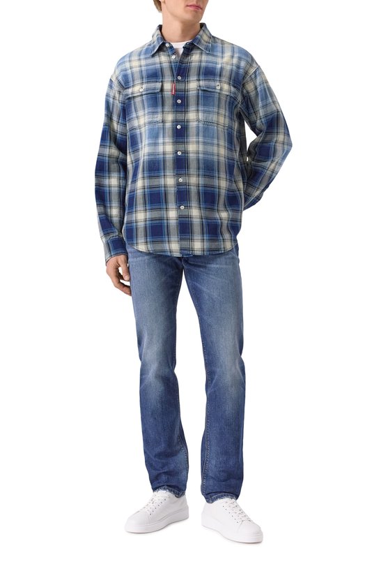 Хлопковая рубашка Dsquared2 S74DM0899/D35206 Синий  S74DM0899/D35206 Фото 2