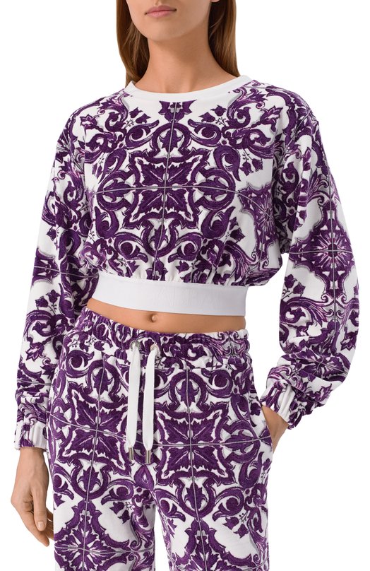 Хлопковый свитшот Dolce & Gabbana F9R09T/HJMP9 Фиолетовый  F9R09T/HJMP9 Фото 3