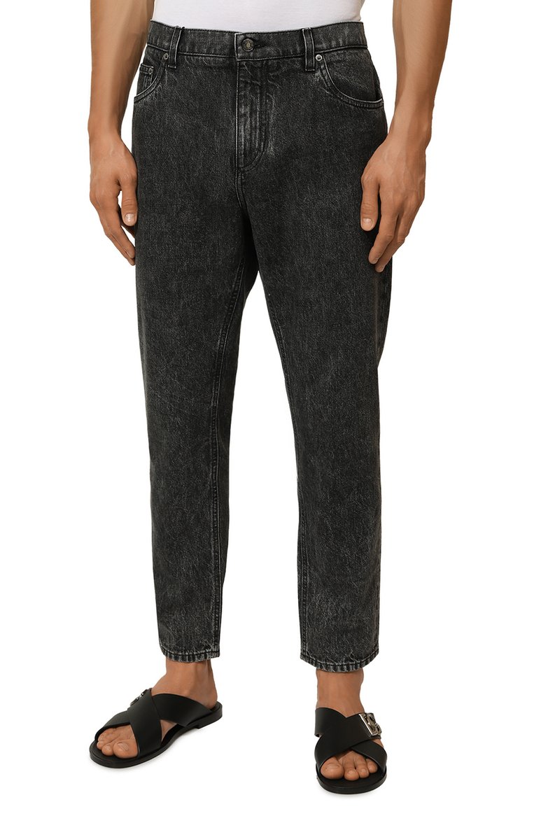 Мужские джинсы loose DOLCE & GABBANA темно-серого цвета, арт. GYJDAD/G8LL7 | Фото 3 (Длина (брюки, джинсы): Стандартные; Материал внешний: Хлопок, Деним; Силуэт М (брюки): Прямые; Кросс-КТ: Деним; Стили: Повседневный; Автоматизация состава: Проставлено; Автоматизация ТО: Проставлено)