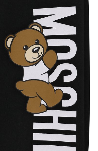 Хлопковые джоггеры MOSCHINO черного цвета по цене 8710 руб., арт. HUP07P/LDA27/4-8, фото 3 Хлопковые джоггеры MOSCHINO, арт. HUP07P/LDA27/4-8, фото 3