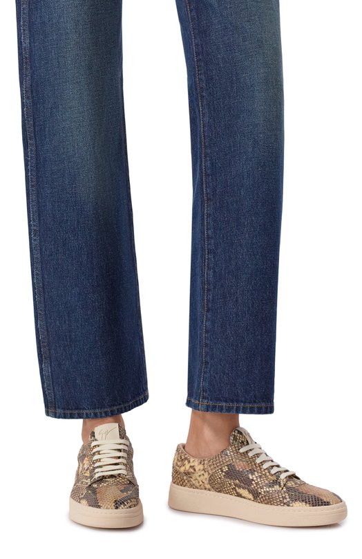 Кожаные кеды Giuseppe Zanotti Design RS60002 Бежевый  RS60002 Фото 2