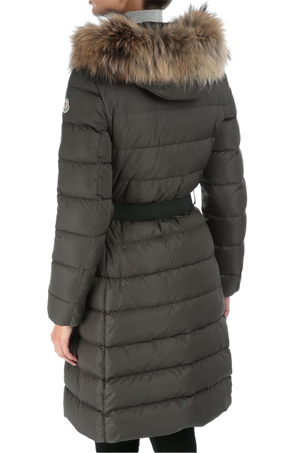 Удлиненный пуховик с меховой отделкой капюшона и поясом MONCLER, арт. B2-093-49884-25-68065, фото 4