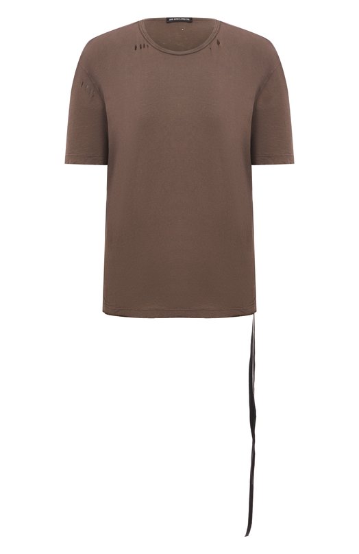 Хлопковая футболка Ann Demeulemeester B0013500/FA638 Коричневый B0013500/FA638