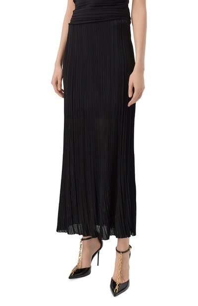 Юбка из вискозы BALMAIN черного цвета по цене 209500 руб., арт. HF1LE710/KK08, фото 3 Юбка из вискозы BALMAIN, арт. HF1LE710/KK08, фото 3