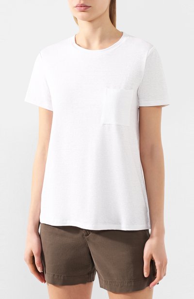 Льняная футболка THEORY белого цвета по цене 15300 руб., арт. K0423512, фото 3 Льняная футболка THEORY, арт. K0423512, фото 3