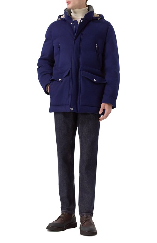 Шерстяной пуховик Brunello Cucinelli MM4701823 Синий  MM4701823 Фото 2