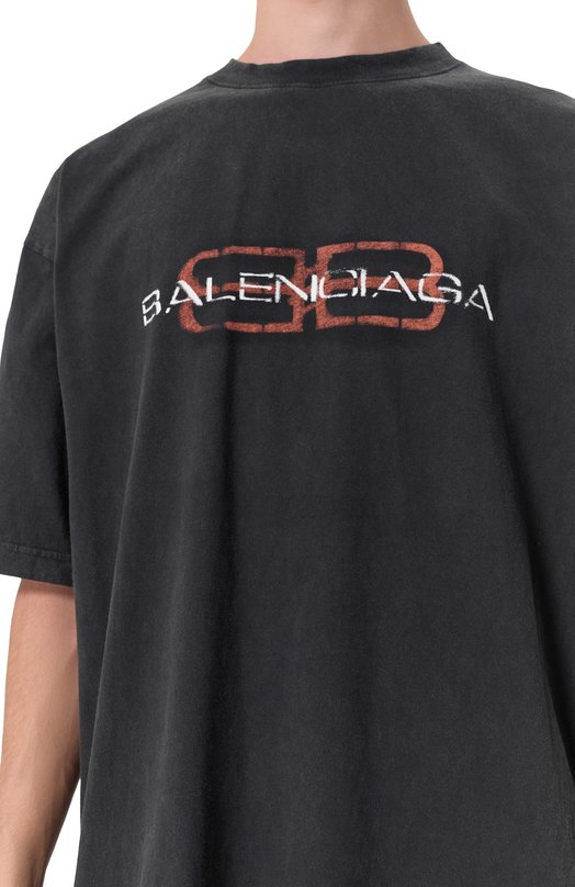 Хлопковая футболка Balenciaga 764235/TTVD6 Чёрный  764235/TTVD6 Фото 5