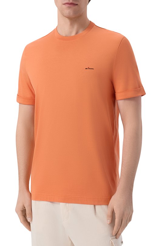 Хлопковая футболка Kiton UMK0891 Оранжевый  UMK0891 Фото 3
