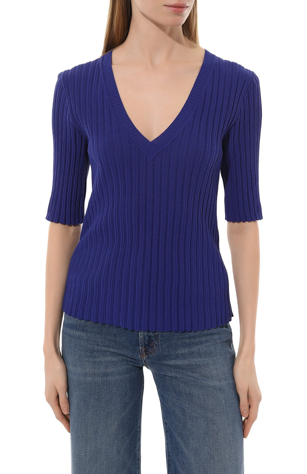 Хлопковый пуловер P.A.R.O.S.H. синего цвета по цене 21650 руб., арт. CASSANDRA-D511620, фото 3 Хлопковый пуловер P.A.R.O.S.H., арт. CASSANDRA-D511620, фото 3