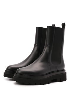 Женские ко�жаные ботинки SANTONI черного цвета, арт. WTEI59524G0MNUDYN01 | Фото 1 (Подошва: Платформа; Каблук высота: Низкий; Материал внутренний: Натуральная кожа; Материал утеплителя: Без утеплителя; Женское Кросс-КТ: Челси-ботинки; Длина стельки: 23,3, 23,9, 24,3, 24,6, 24,9, 25,3, 25,6, 25,9, 26,3, 26,6, 26,9, 27,2; толщина подошвы: 3,7, 4; ширина носка стельки: 7,5, 7,8, 8,2, 8,4, 8,5; высота каблука: 5, 5,2, 5,5)