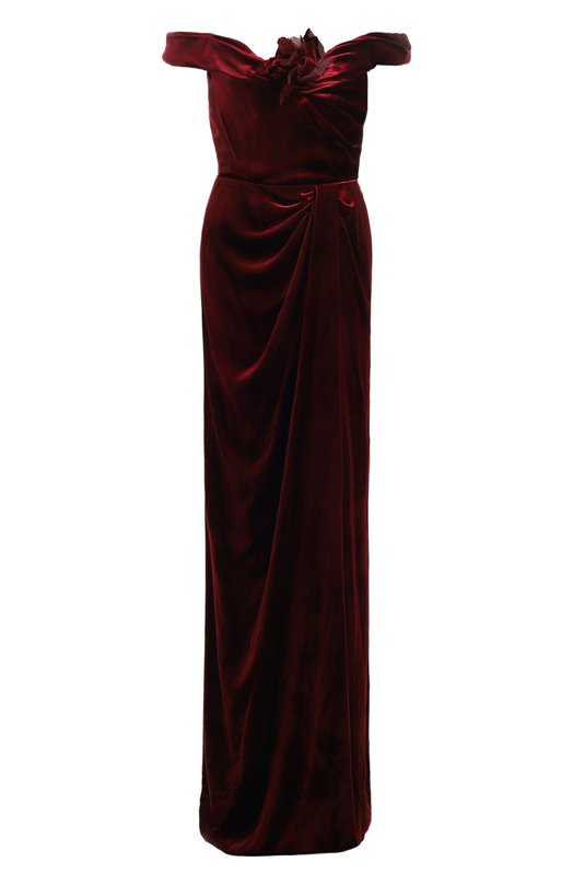 

Бархатное платье Marchesa, Бордовый