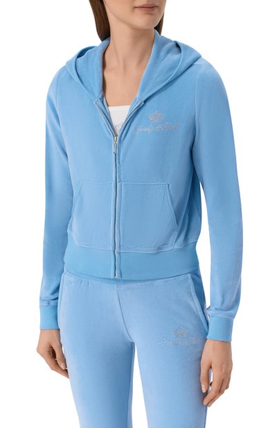 Хлопковая толстовка SPORTY AND RICH, арт. CA046716689BL50/JUICY SCRIPT VEL0UR ZIP H00DIE, фото 3